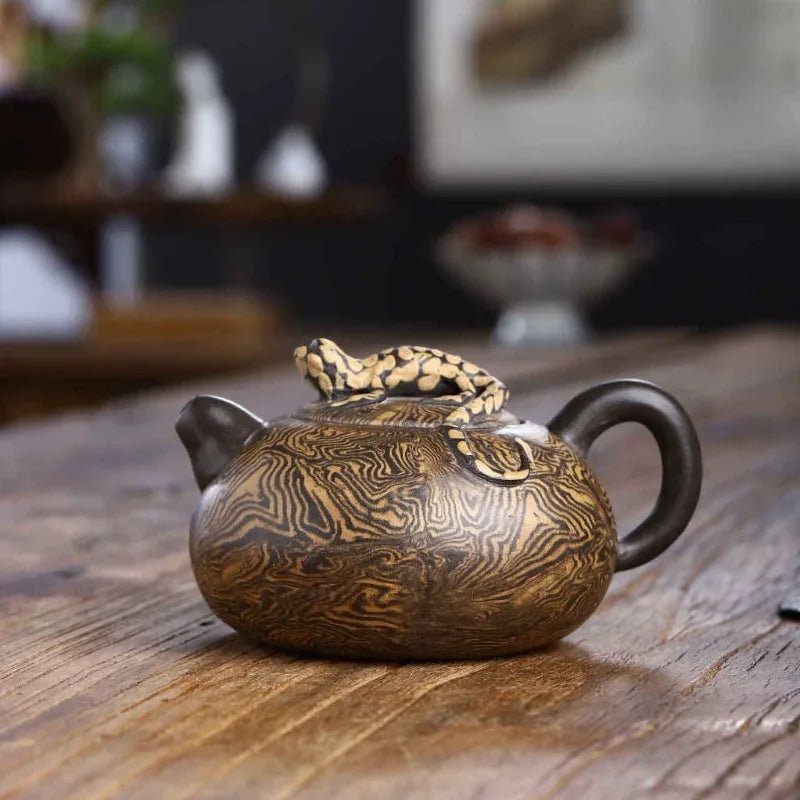 Yixing wood grain purple sand Pot pure handmade kung fu tea set Xishi Pot home outdoor travel bubble teapot - China Tea Store