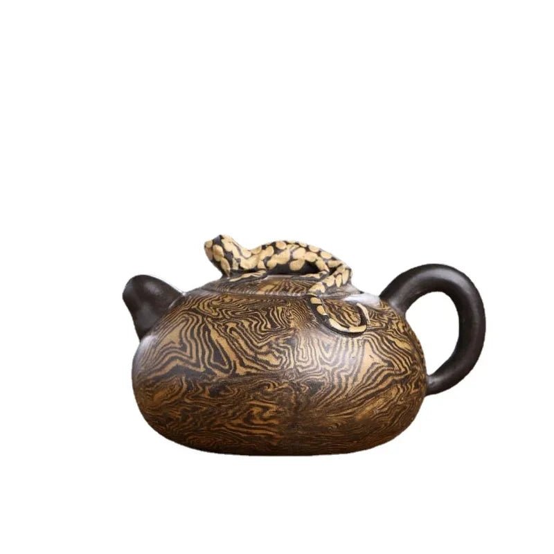 Yixing wood grain purple sand Pot pure handmade kung fu tea set Xishi Pot home outdoor travel bubble teapot - China Tea Store